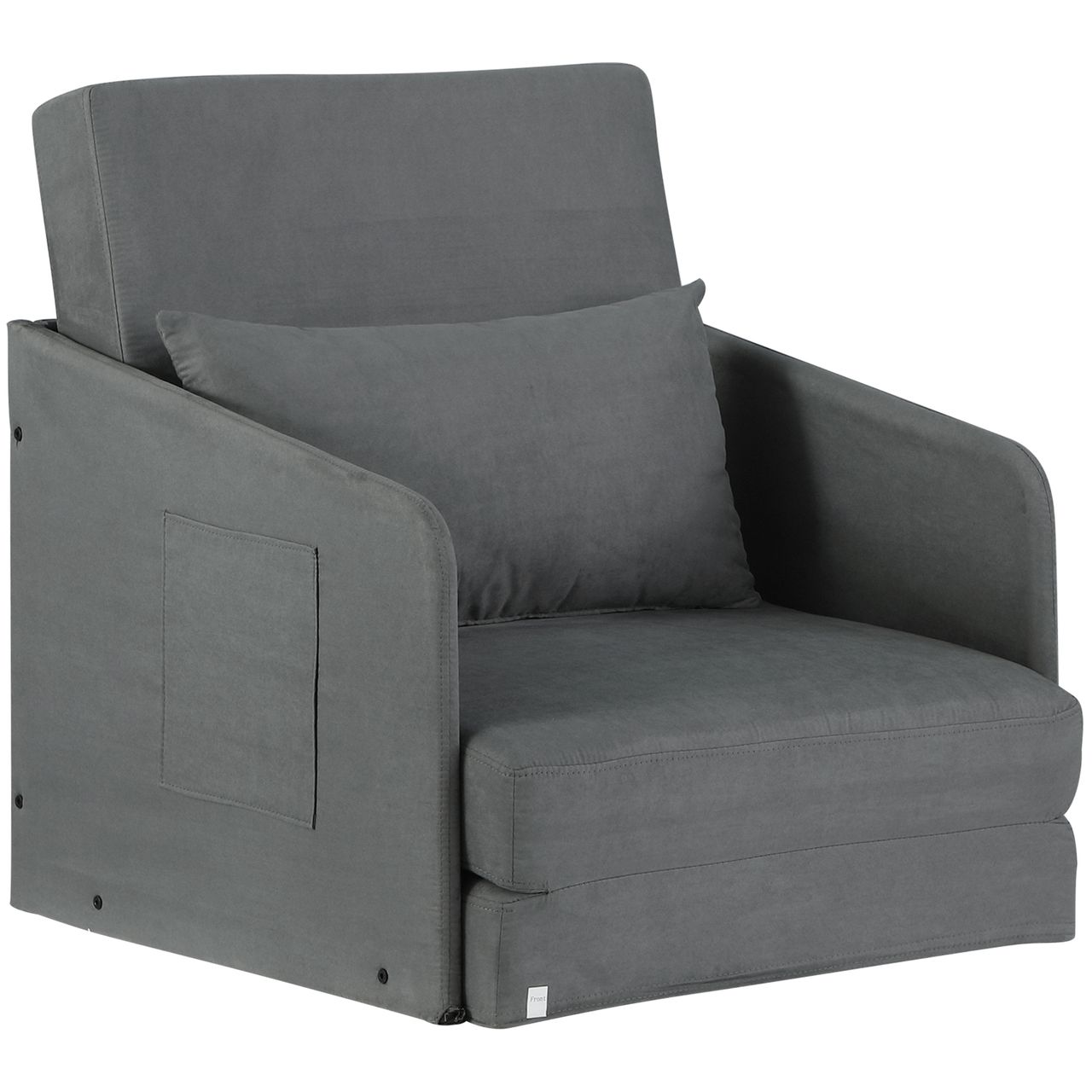HOMCOM Schlafsofa Sofabett Einzelsofa Waschbarer Bezug 2 Seitentaschen Metall