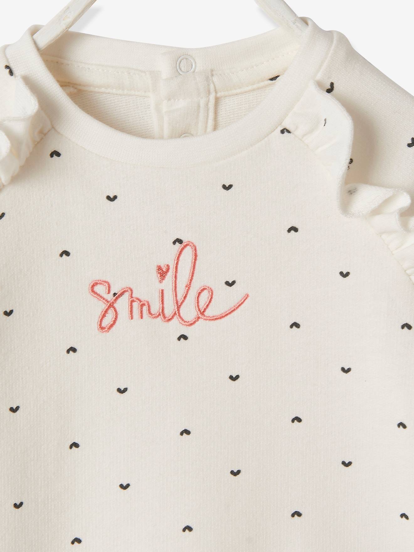 Sweat bébé fille volanté à message ivoire
