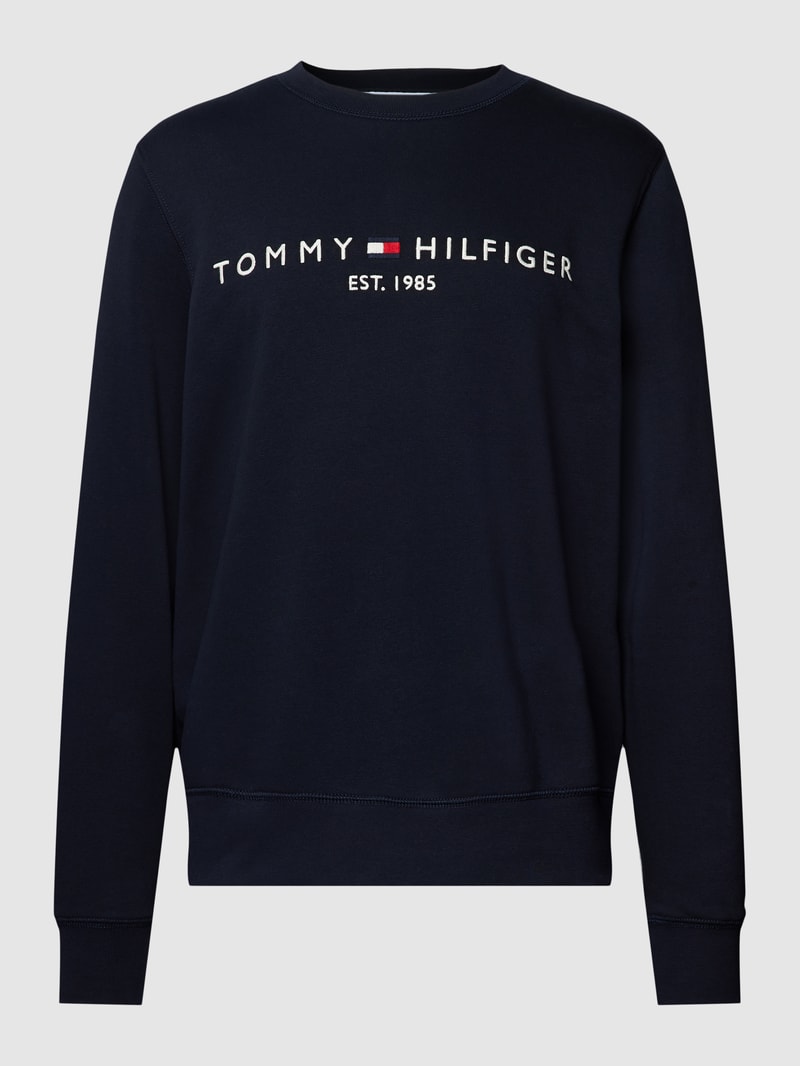Sweatshirt mit Logo-Stitching Modell 'TOMMY LOGO SWEAT' in marineblau