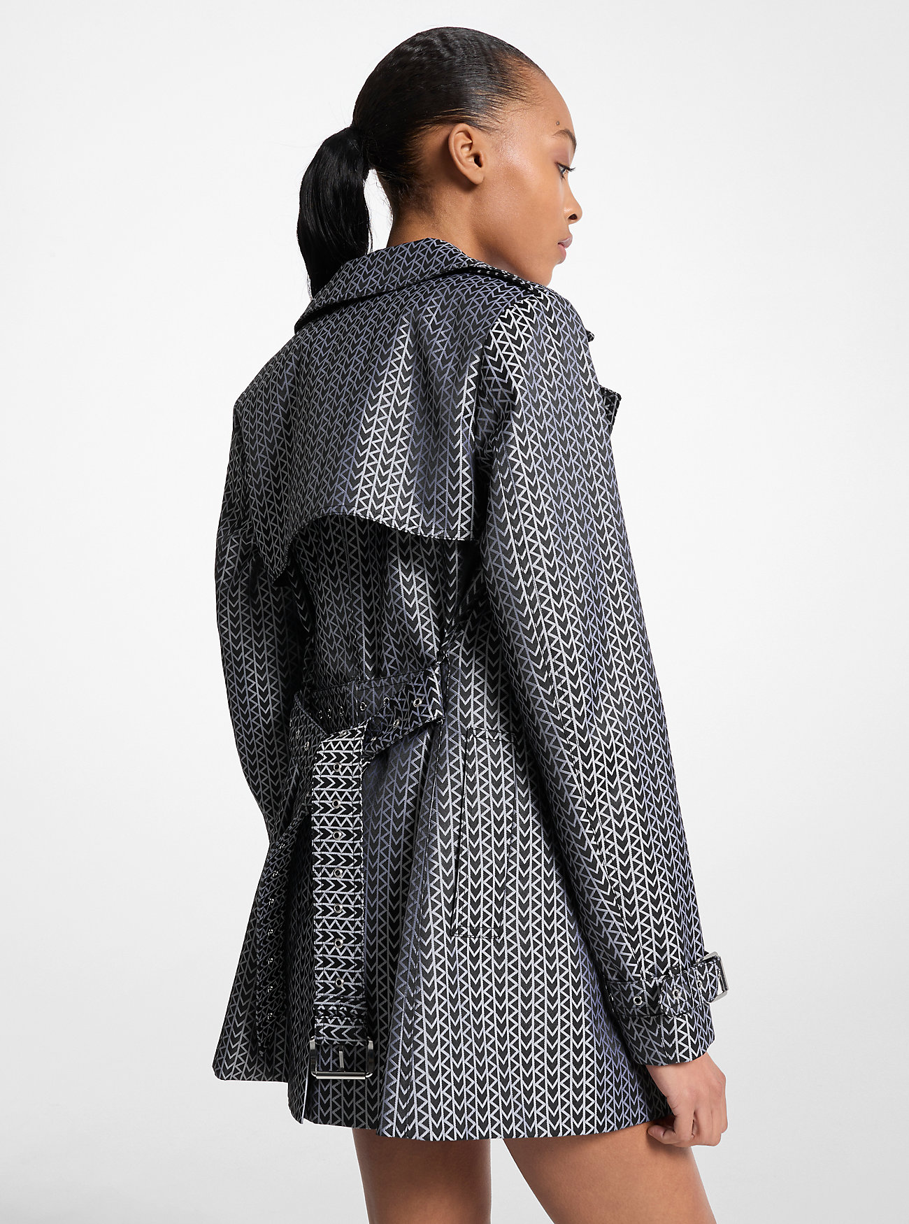 MK2000 Logo Jacquard Trench Coat - NIKKEL