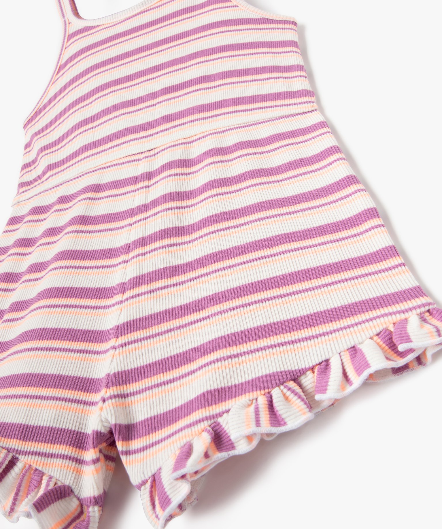 Combishort fille à rayures en maille ctelée raye | GEMO