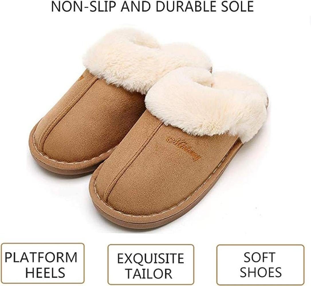Blusmart Warme Hausschuhe Hausschuh (Anti-Rutsch Hausschuhe, Wärmeschuh, Winter Hausschuhe) Damen&Herren rutschfeste Baumwollschuhe Plüsch Hausschuhe