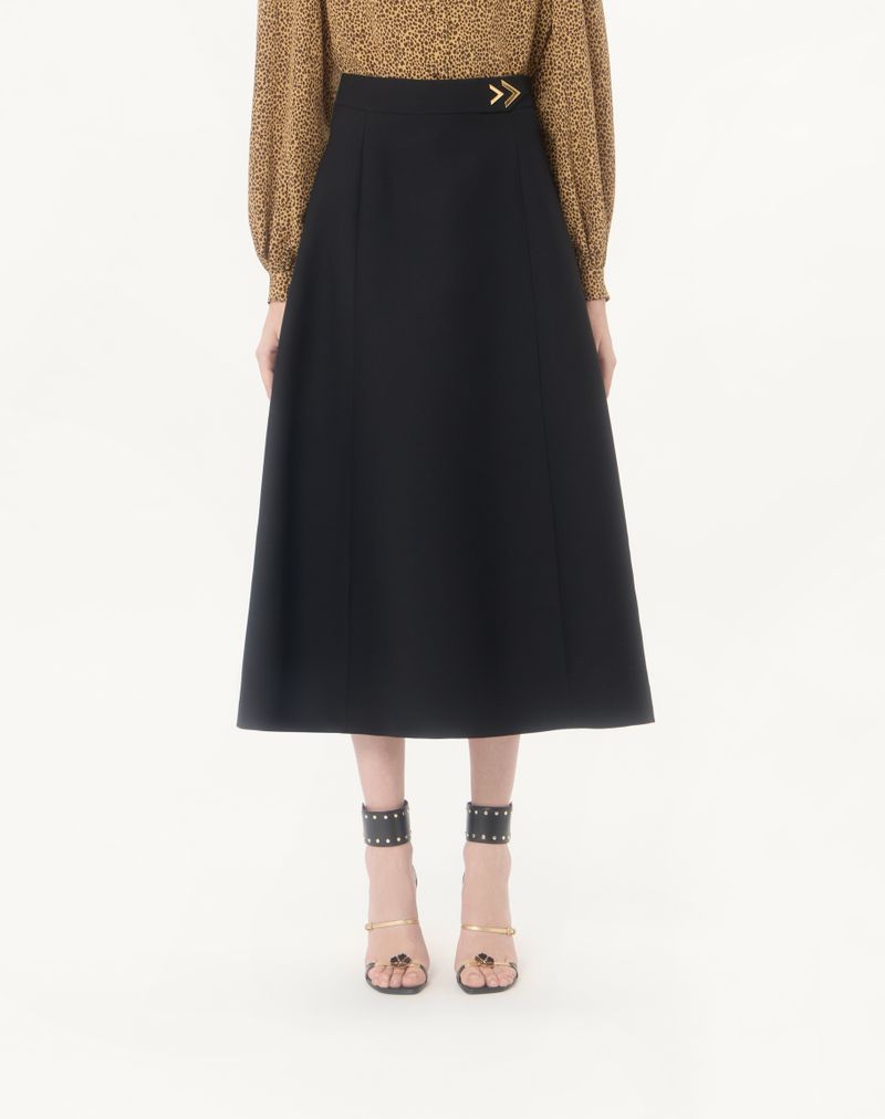 Saia midi de crepe de alta costura