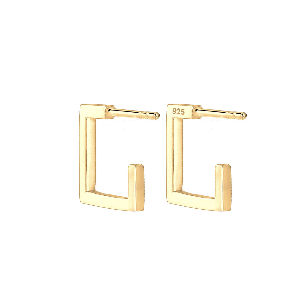 Elli Elli Boucles d'Oreilles Creole Geo Viereck 925 Sterling Silber Boucles d'oreilles