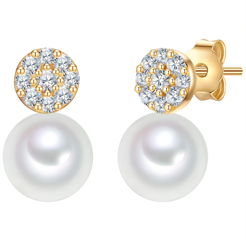 Valero Pearls Boucles doreilles Argent sterling Oxyde de zirconium (CZ) Perle de culture d'eau  Boucles d'oreilles