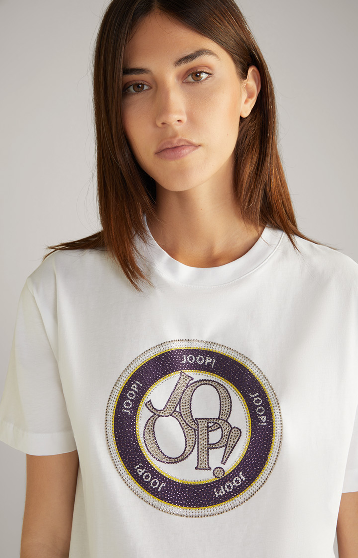 Baumwoll-T-Shirt in Weiß/ Lila