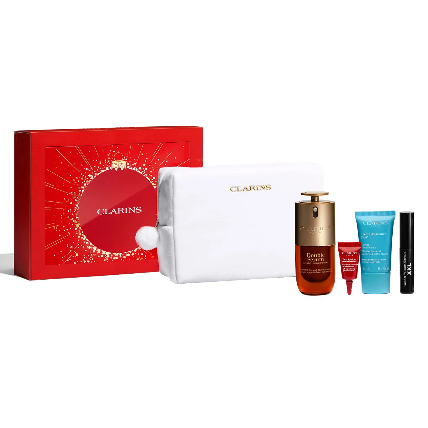 Double Serum COFANETTO Rituale Double Serum & Hydra-Essentiel - Cofanetto Antirughe, Siero viso effetto globale, Crema viso giorno idratante, Tratt.viso 24 ore antirughe, Mascara