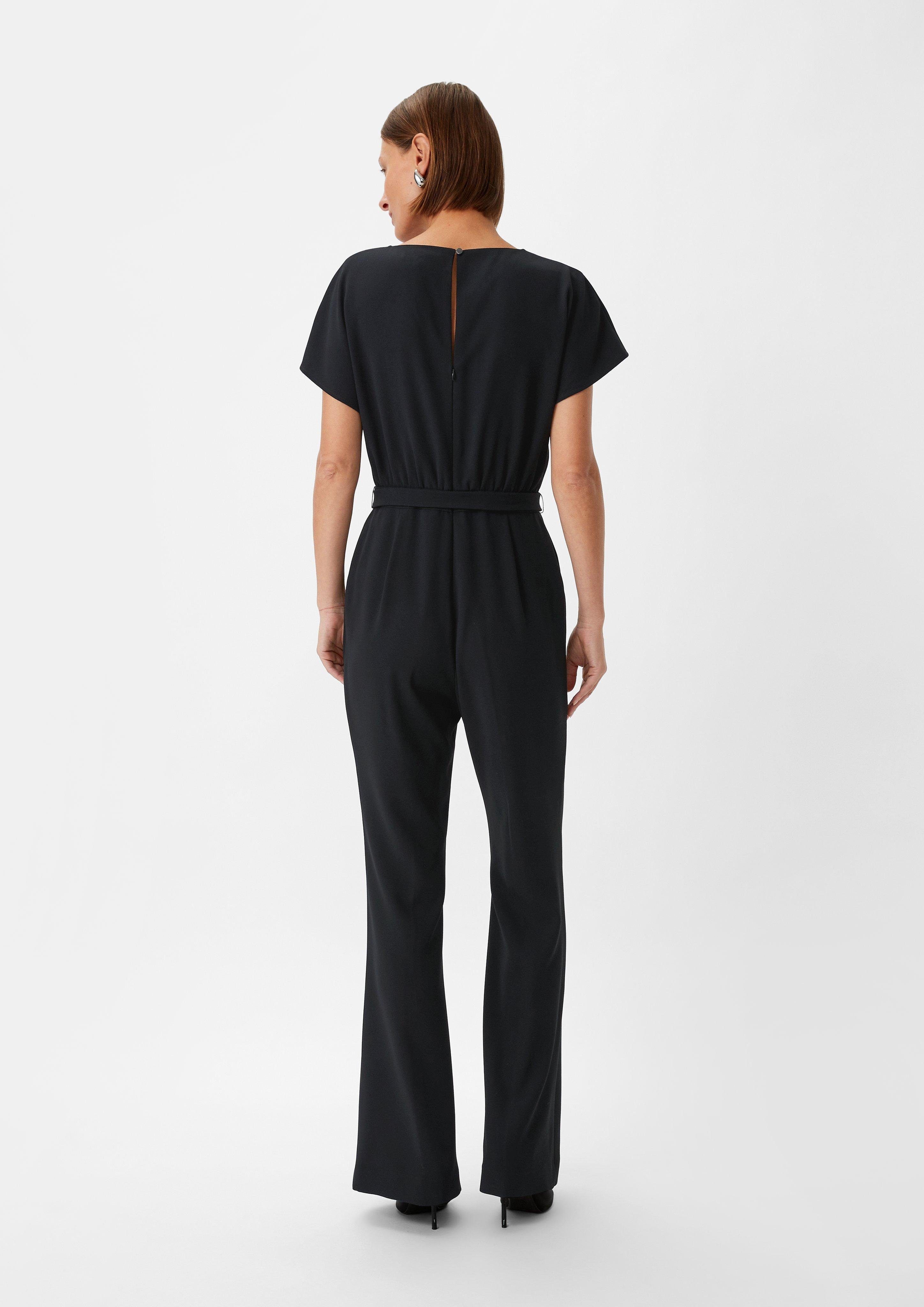 Comma Overall Crêpe-Overall mit Flared Leg Raffung