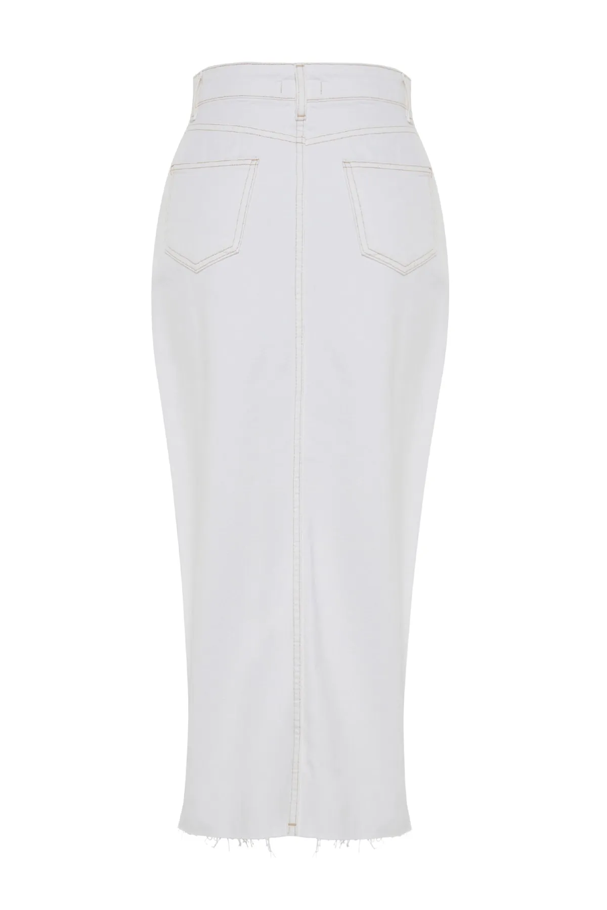 Trendyol Collection  Weißer geschlitzter Maxi-Jeansrock TWOSS23ET00290