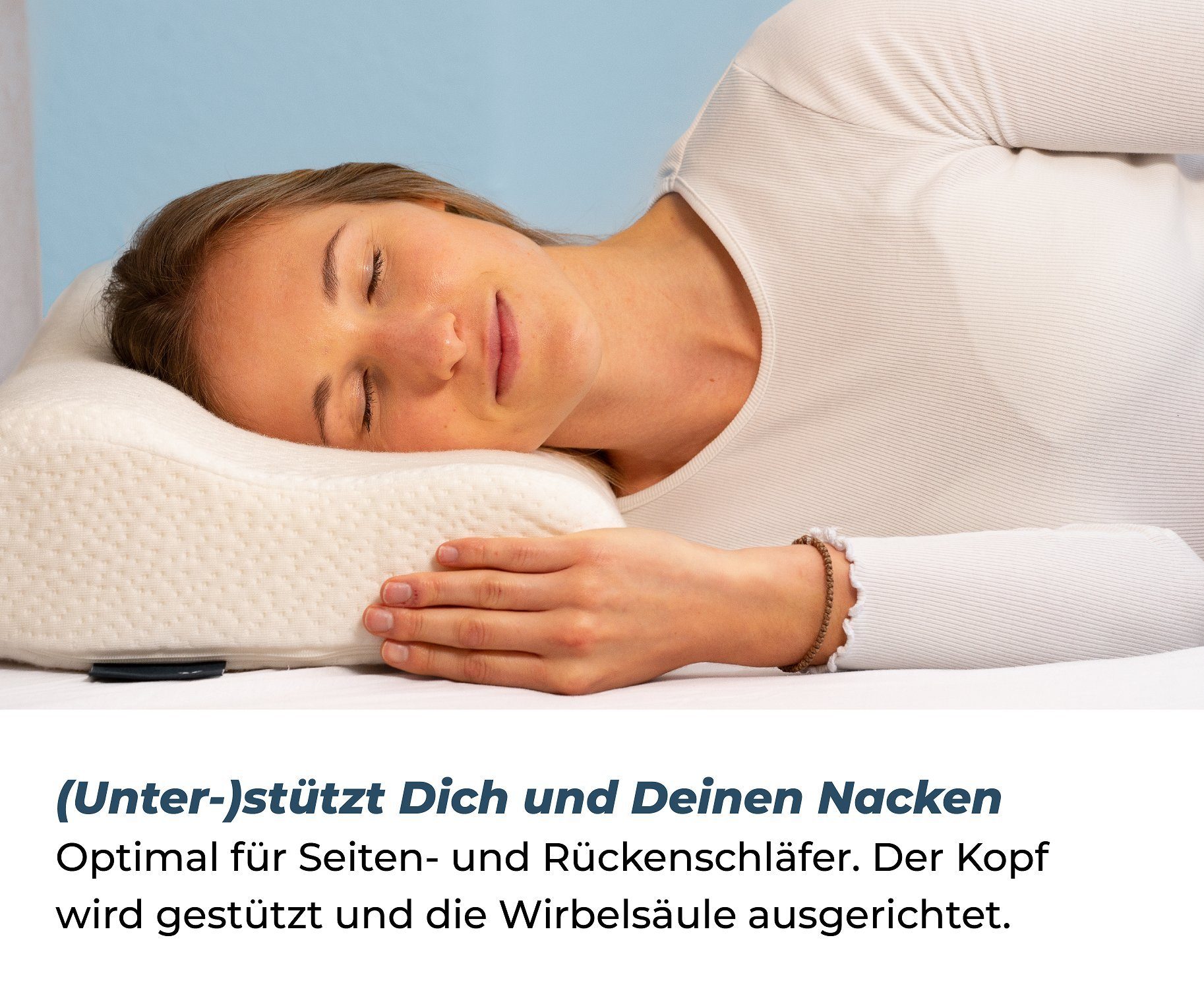 Nackenstützkissen Nackenstützkissen höhenverstellbar, liegegut, Füllung: Komfortschaum, Seitenschläfer, Rückenschläfer, Hergestellt in Deutschland
