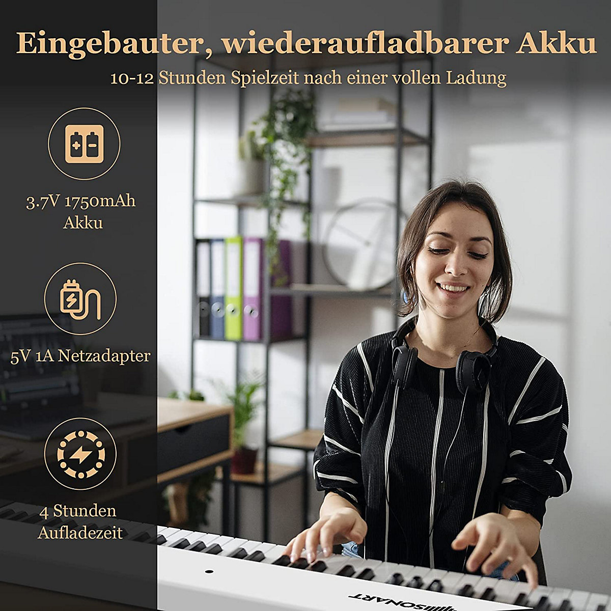 Keyboard 88 Tastatur klappbar mit 2 Stereolautsprechern