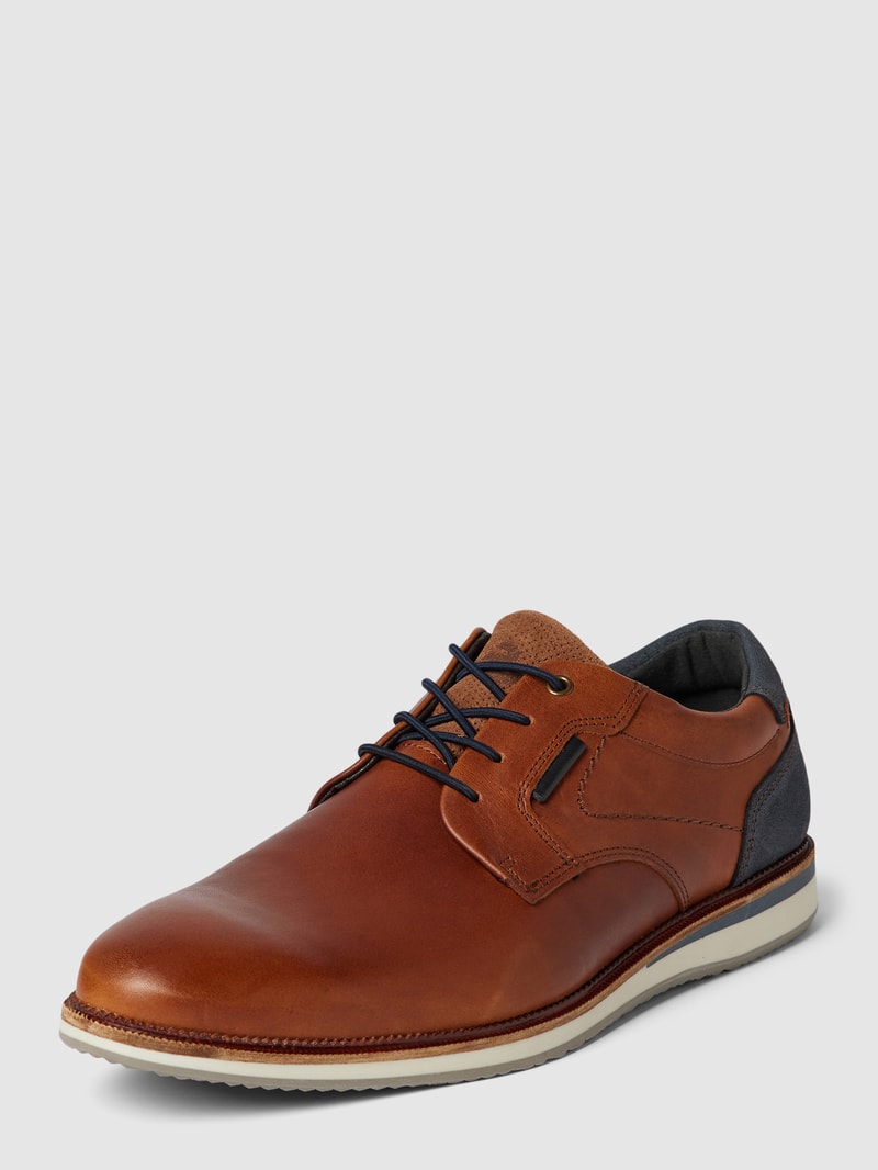 Schnürschuhe mit Label-Details in cognac