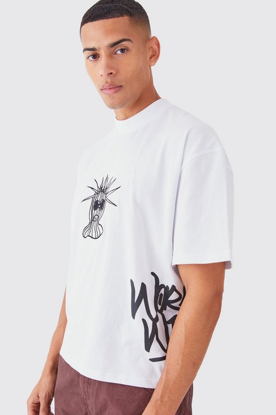 Kastiges Oversize T-Shirt mit Print