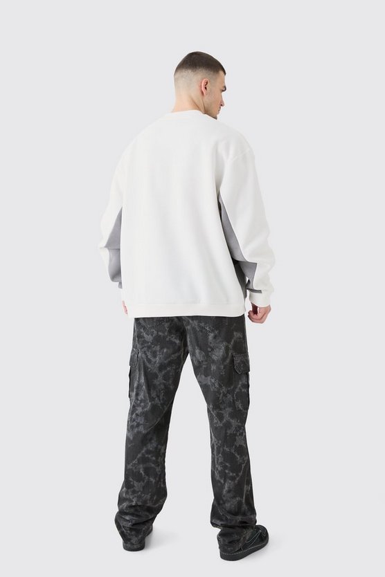 Tall dunkelblaues Oversize Colorblock Sweatshirt mit Logo