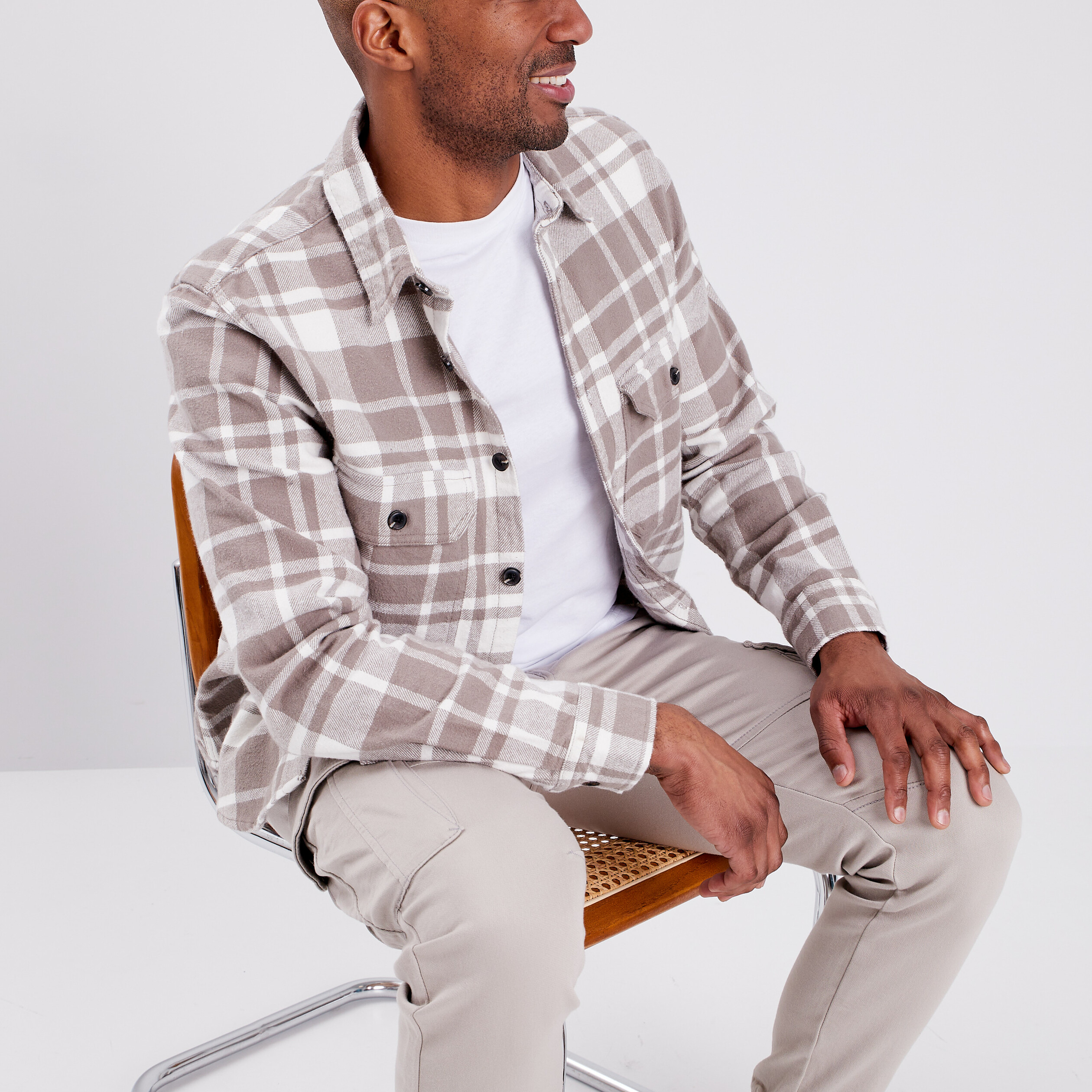 Surchemise coton manches longues Creeks gris homme | La Halle