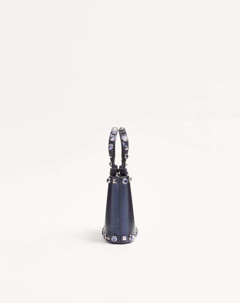 Bolsa Valentino Garavani Rockstud Mini Shopping Bag em couro de bezerro laminado