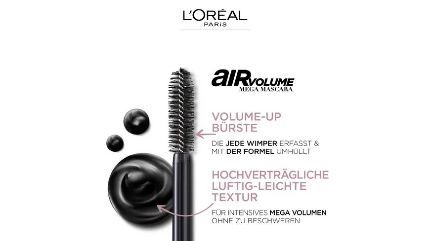 L'ORÉAL PARIS Mascara Air Mega Volume 9.4 ml schwarz