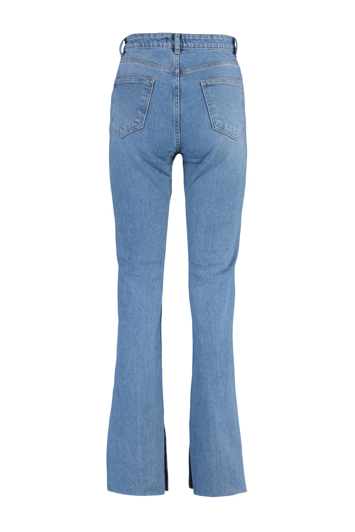 Trendyol Collection  Marineblaue Schlagjeans mit Schlitz und hoher Taille TWOAW22JE0382