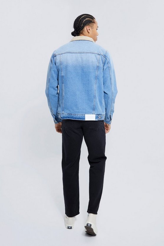 Tall Jeansjacke mit Borg-Futter und Cord-Kragen