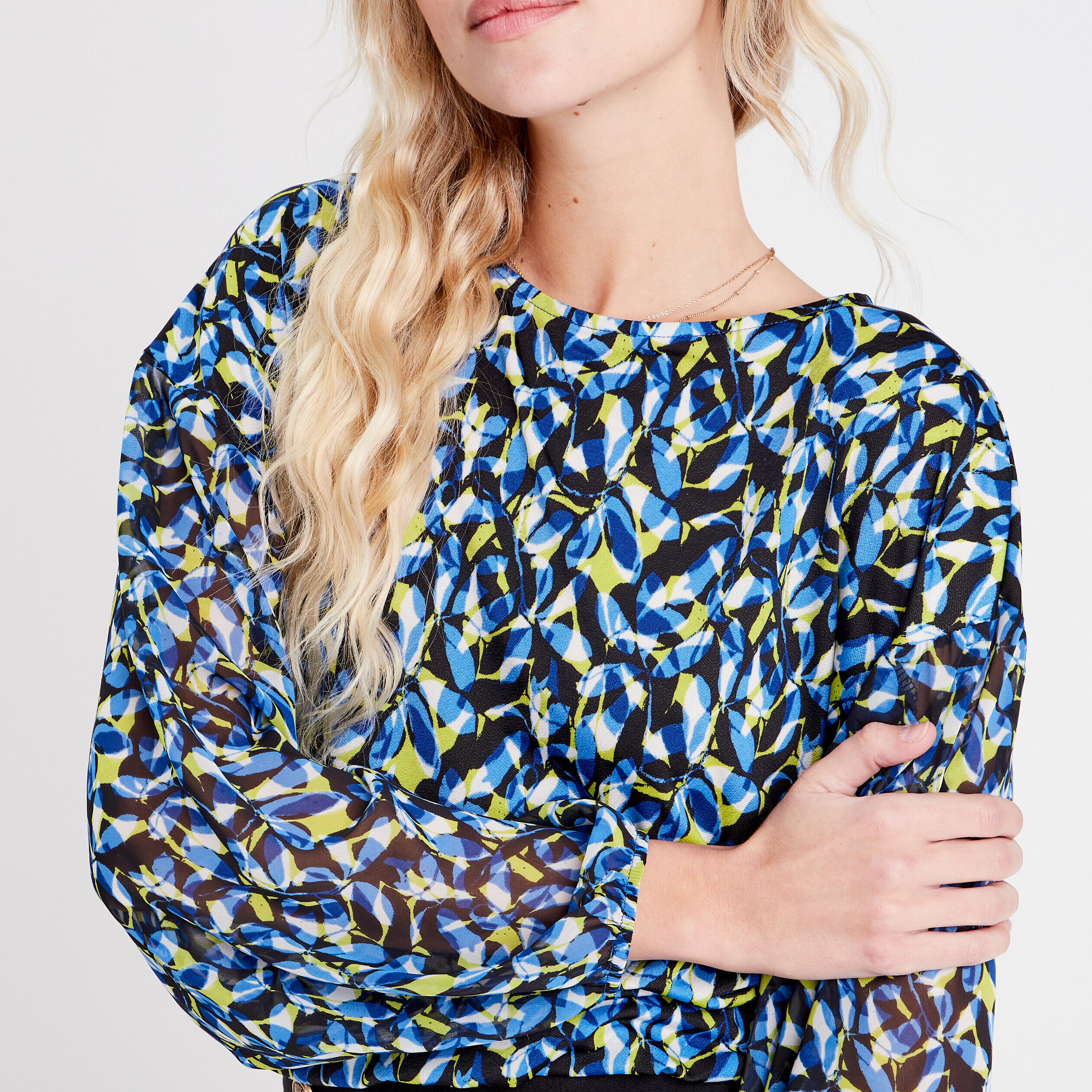Blouse manches longues vert kaki femme | Cache Cache