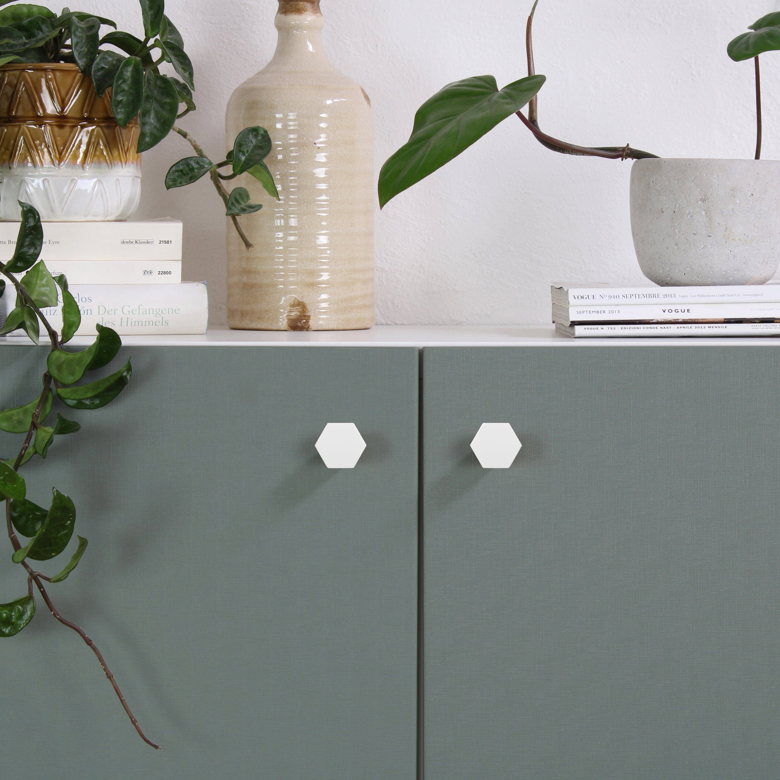 Natural Goods Berlin Möbelgriff HEXAGON (1-St), Möbelknopf, Schrankgriff, Knauf für Schublade und Tür, Weiß