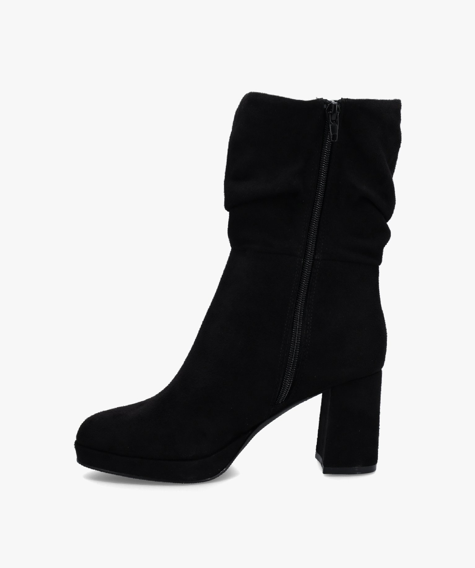 Bottines femme à talon carré dessus suédine unie noir | GEMO