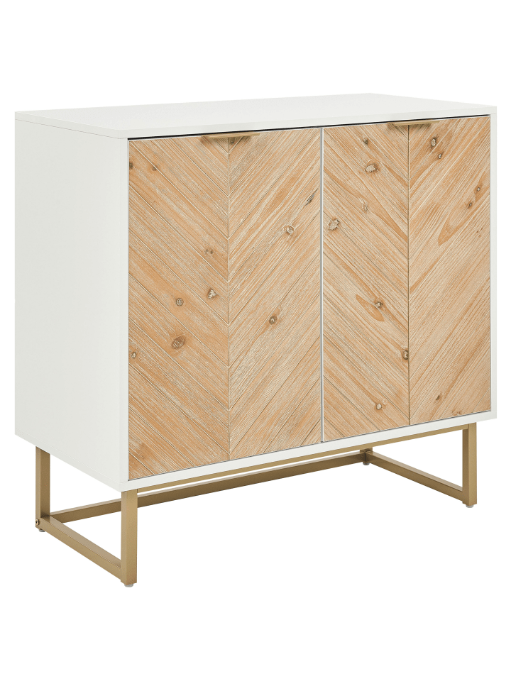 Beliani Sideboard ALASKA in Weiß/Heller Holzfarbton/Gold - (W) 80 x (H) 80 x (L) 40 cm günstig kaufen onesize