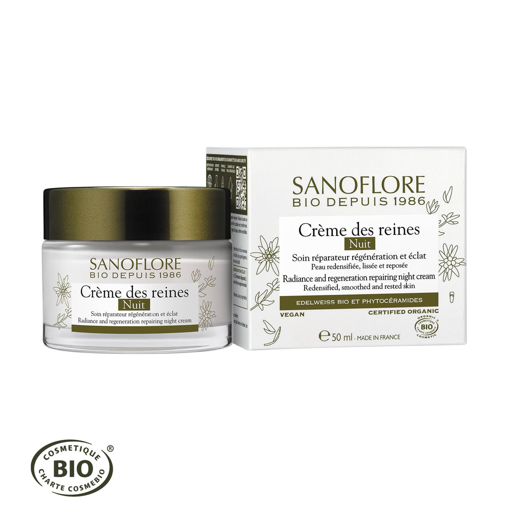 Sanoflore Reines Crème nuit anti-âge redensifiant régénération éclat certifiée bio