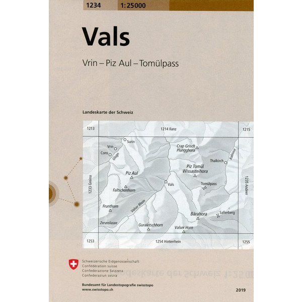 Swisstopo 1 : 25 000 Vals - Wanderkarte