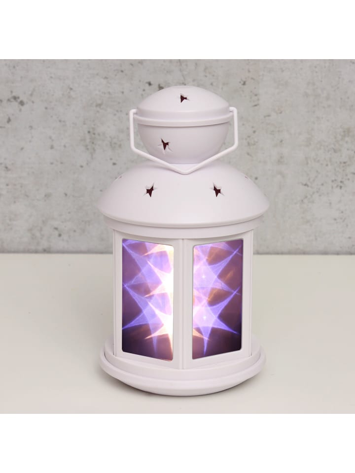 MARELIDA LED Laterne weiße Sternenmuster bewegt oder Dauerleuchten H: 22cm in weiß günstig kaufen onesize