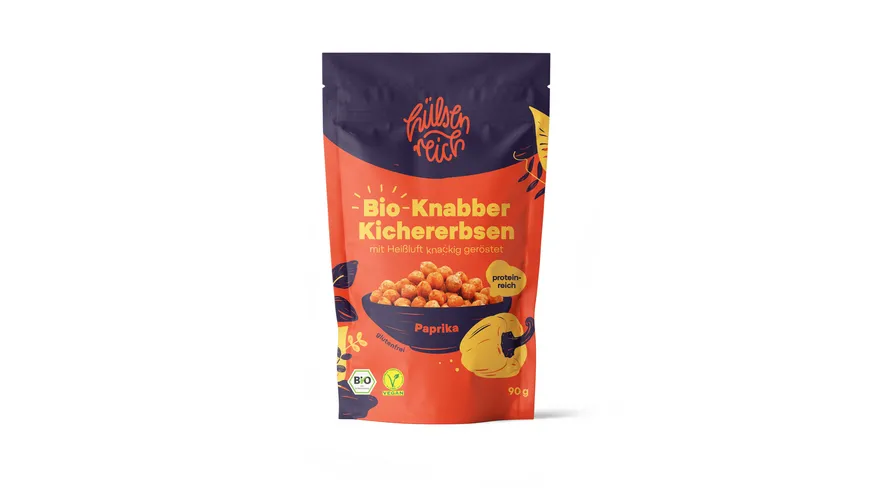 HÜLSENREICH Bio Knabber Kichererbsen Paprika 90 g