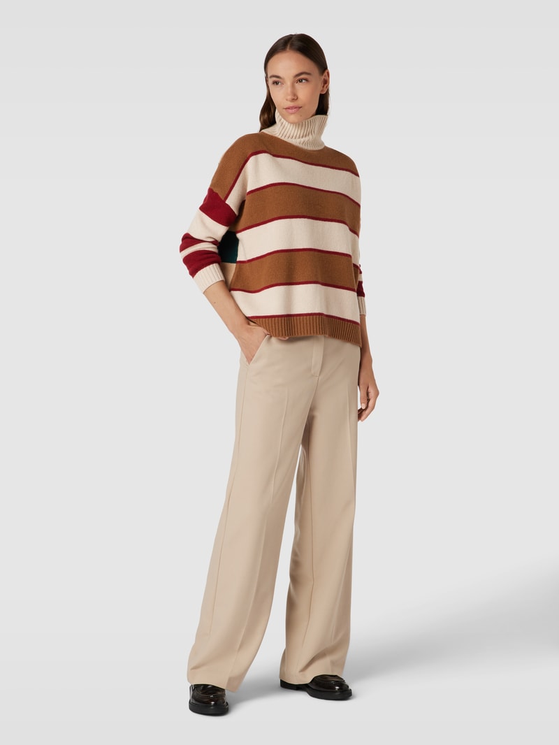 Strickpullover mit Stehkragen Modell 'BENITO' in camel meliert