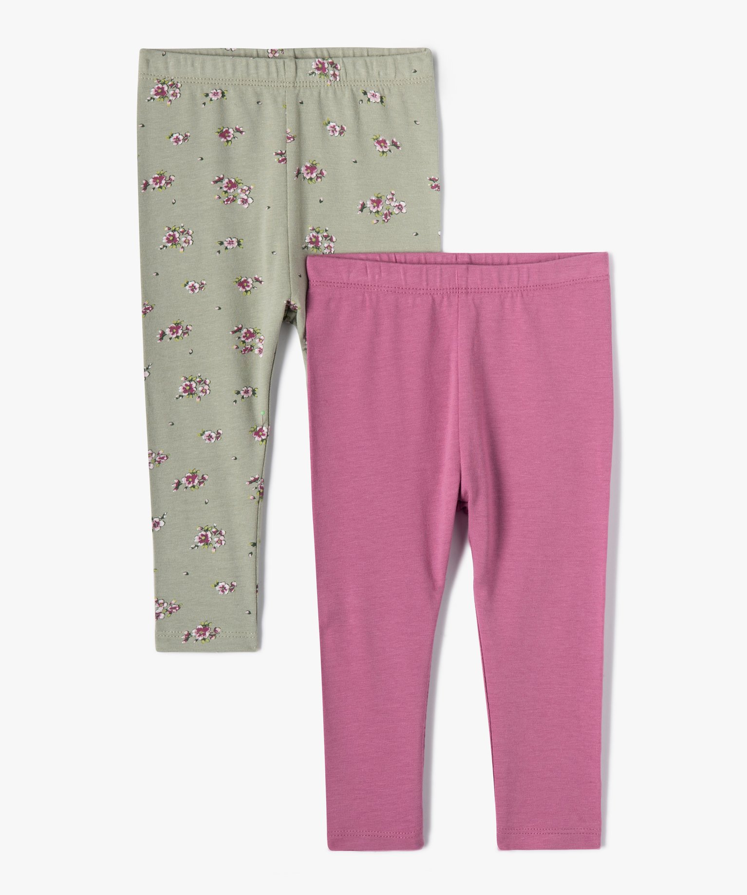 Leggings bébé fille uni et imprimé (lot de 2) ecru | GEMO