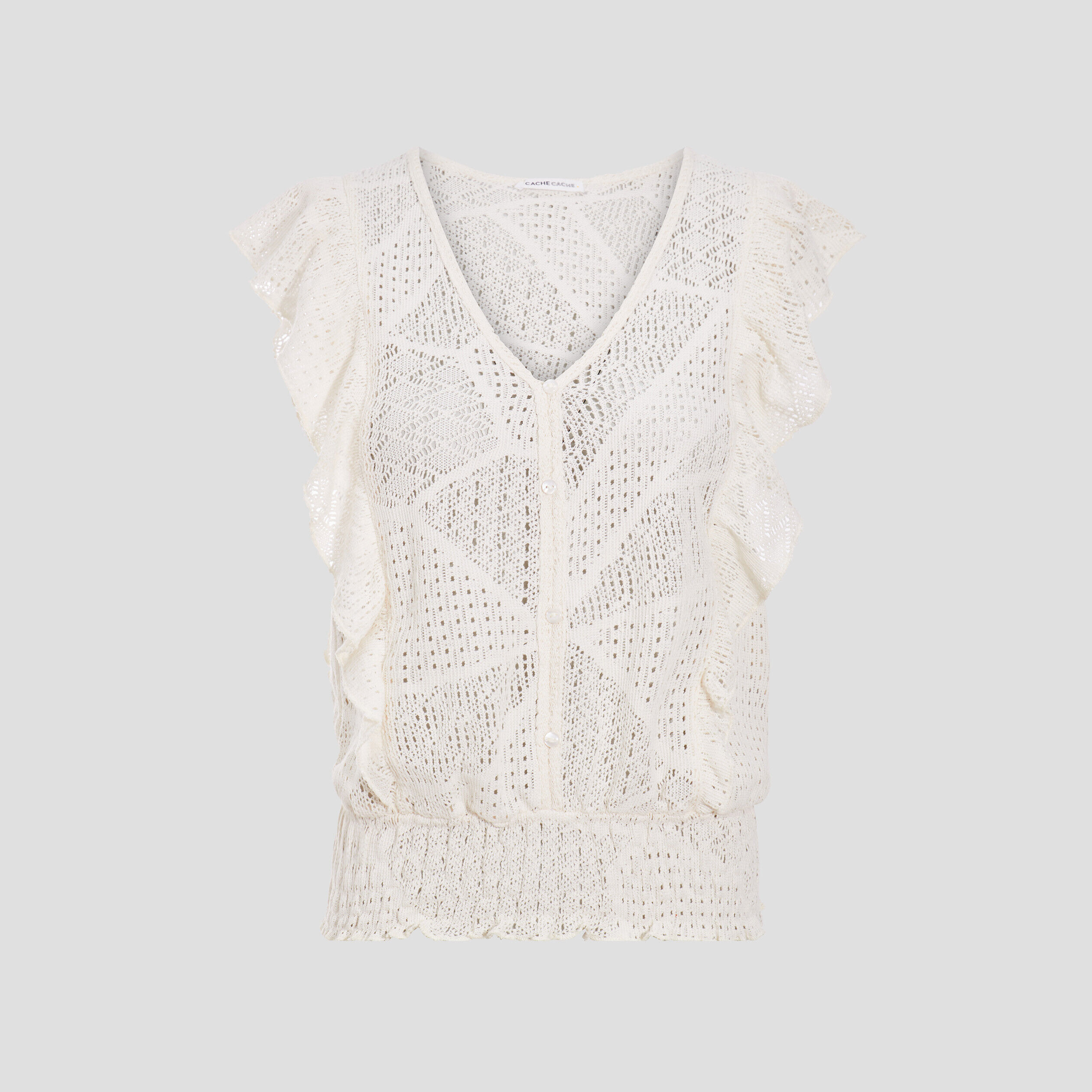 Blouse manches courtes ecru femme | Cache Cache