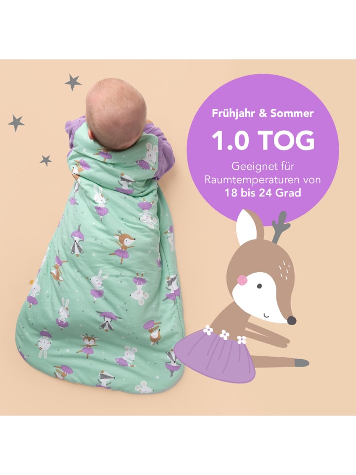 Schlummersack Babyschlafsack, 1.0 TOG in Mint-Lila günstig kaufen