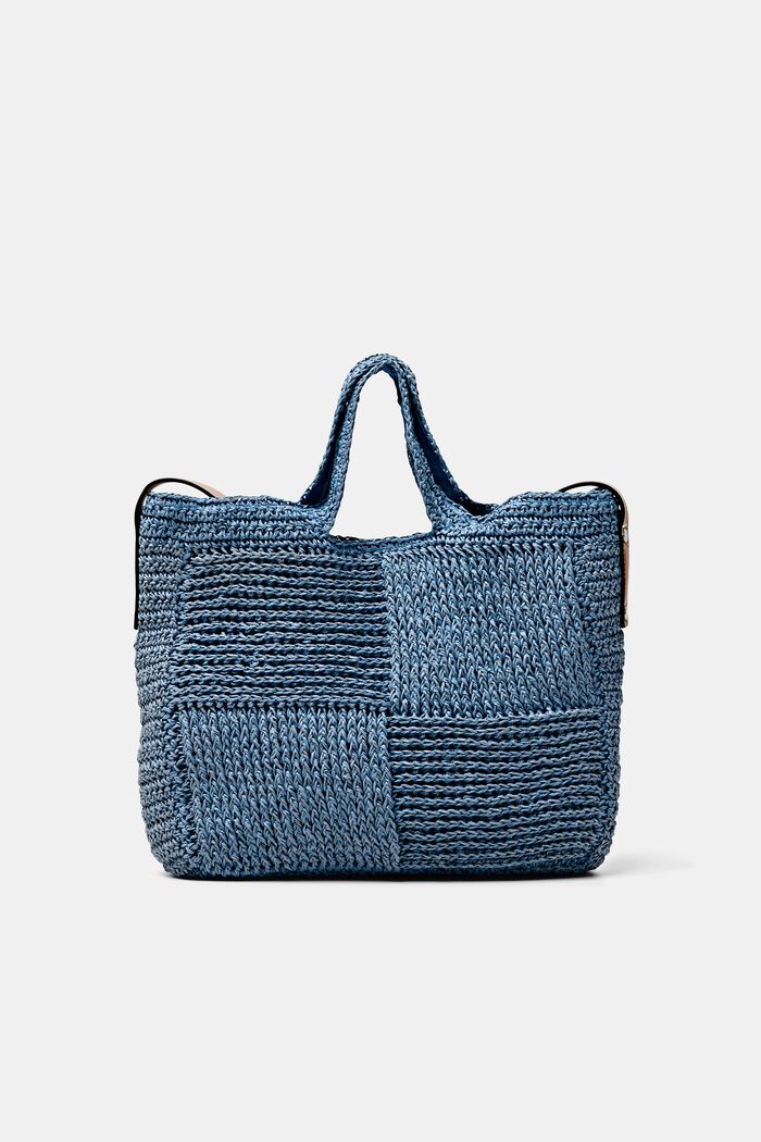 Basttasche aus Webstoff mit Details in Lederoptik