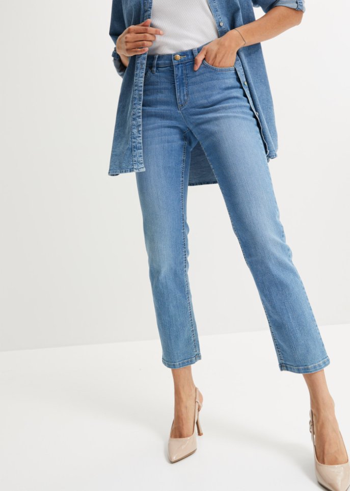 Straight Komfort-Stretch-Jeans, verkürzt