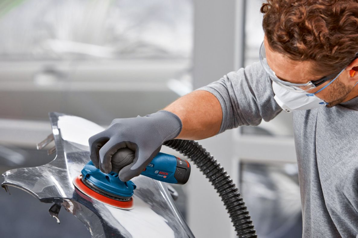Levigatrice orbitale professionale Bosch Blue 0601372100 GEX 12V-125 da 125 mm, 12V, batterie escluse, in scatola L-Boxx.