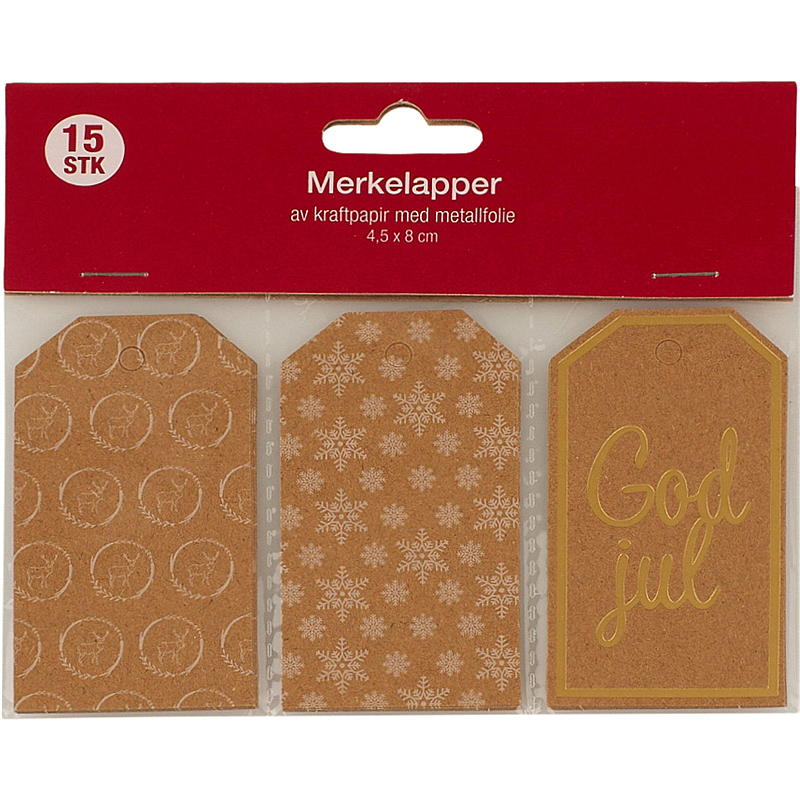Home Gavemerkelapp 15-pk nisse Kraft