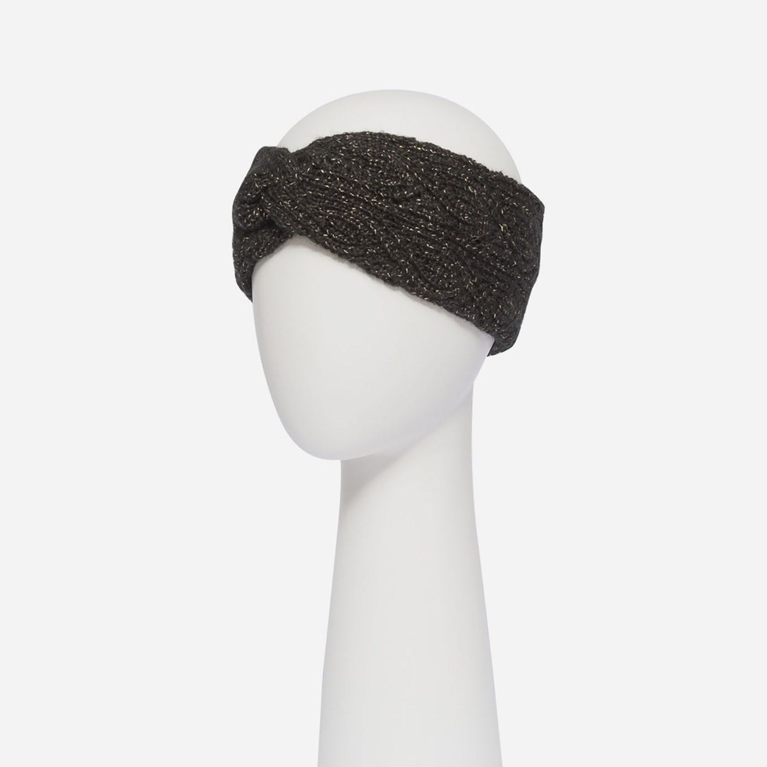 Bandeau noir en maille torsadée lurex