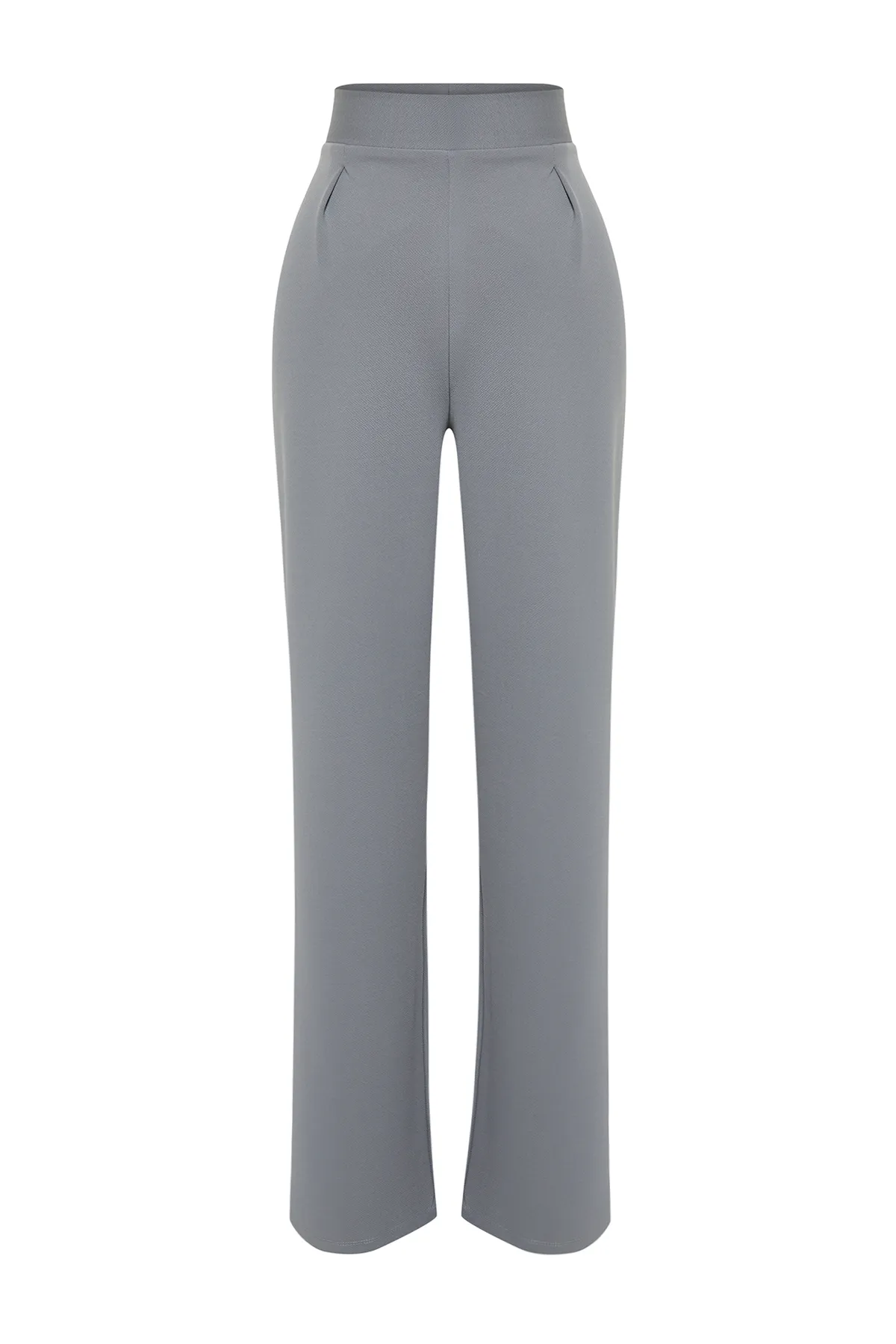 Trendyol Collection  Graue, plissierte Hose mit weitem Bein und entspanntem Schnitt TWOSS24PL00038