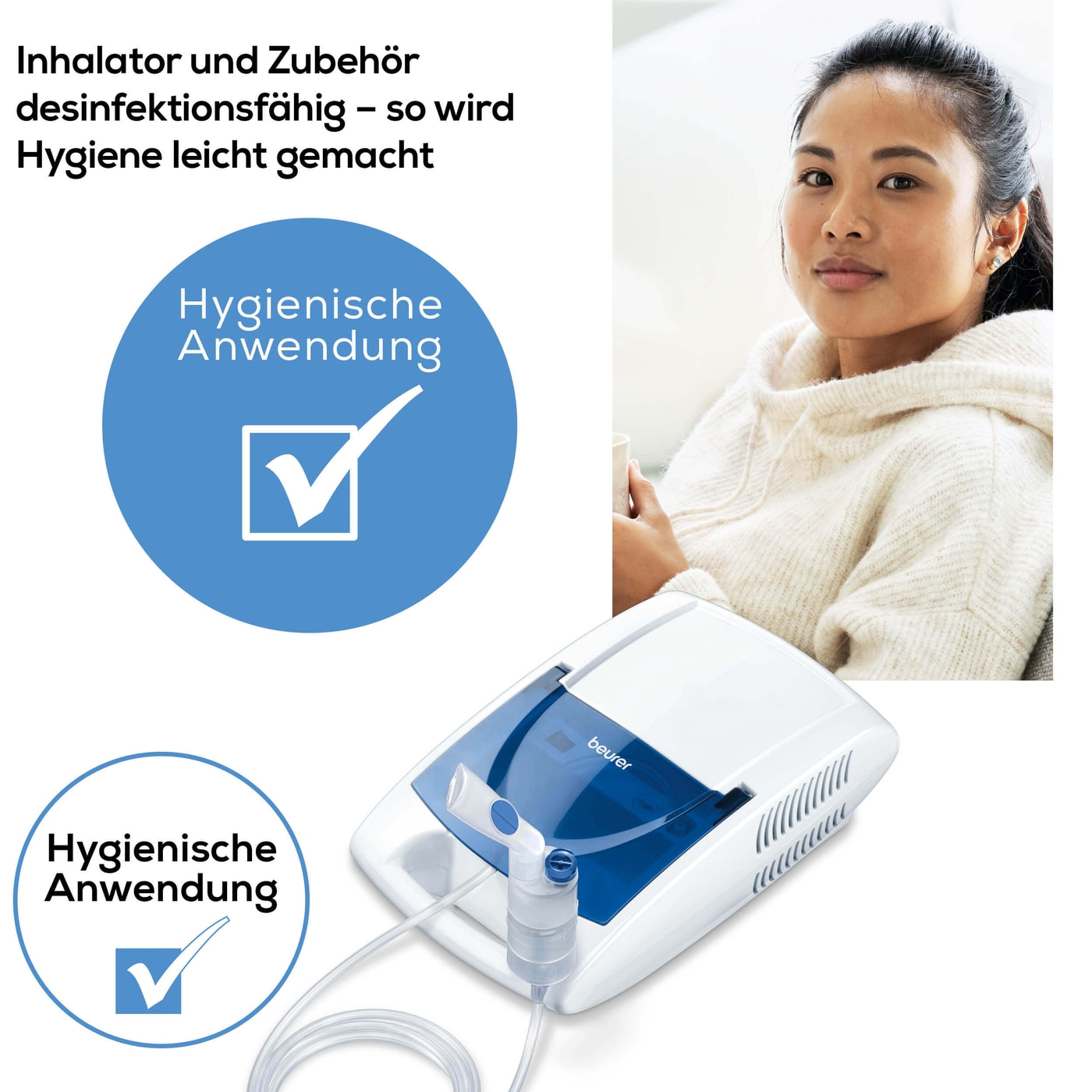 Beurer Inhalator IH 21-Inhaliergerät mit Kompressor-Drucklufttechnologie & kurzer Inhalationszeit