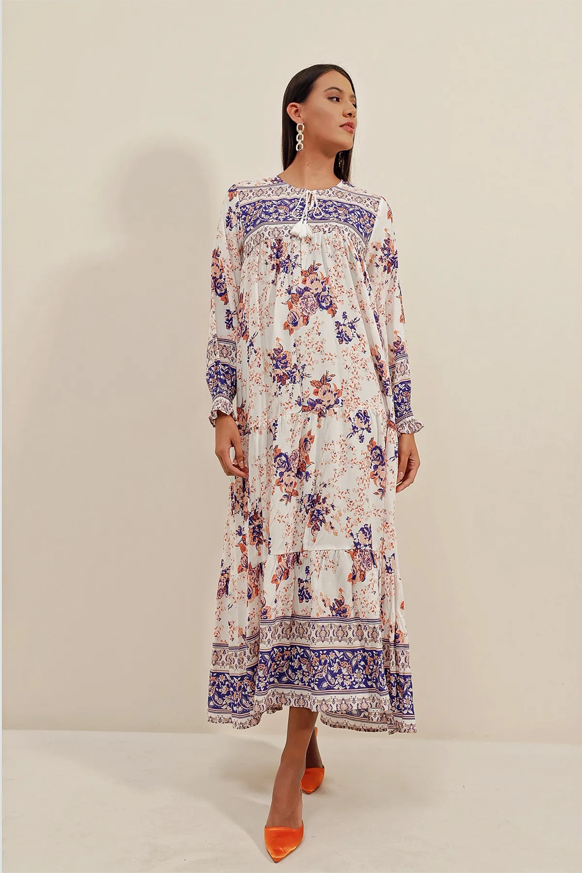 Bigdart  1947 Gemustertes langes Kleid – Y. Lila