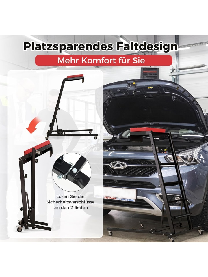 COSTWAY Werkstatthocker mit Leiter Höhenverstellbar in Schwarz günstig kaufen onesize