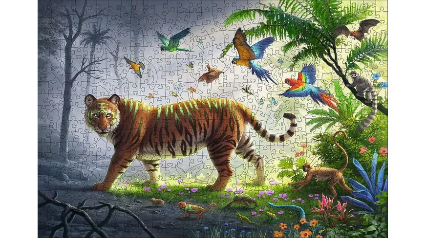 Ravensburger Puzzle - WOODEN Puzzle - Tiger im Dschungel - 500 Teile