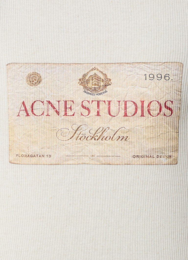 Top a coste in misto lino con stampa logo di Acne Studios