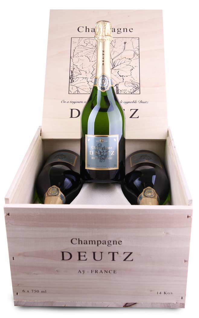 6er Champagne Deutz Brut Classic in Holzkiste