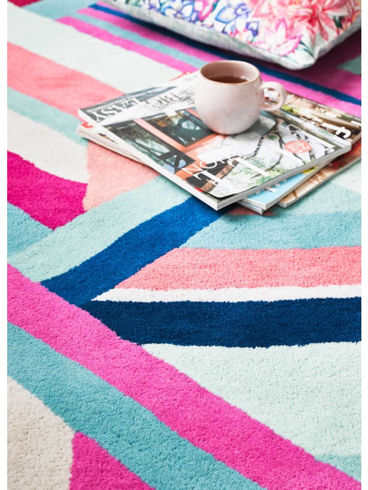 Accessorize Kurzflorteppich Linear in blau hellblau günstig kaufen 80 x 150 cm
