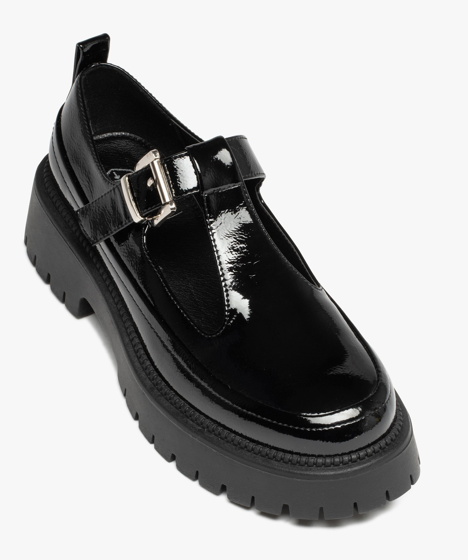 Derby verni esprit babies sur semelle crantée femme noir | GEMO