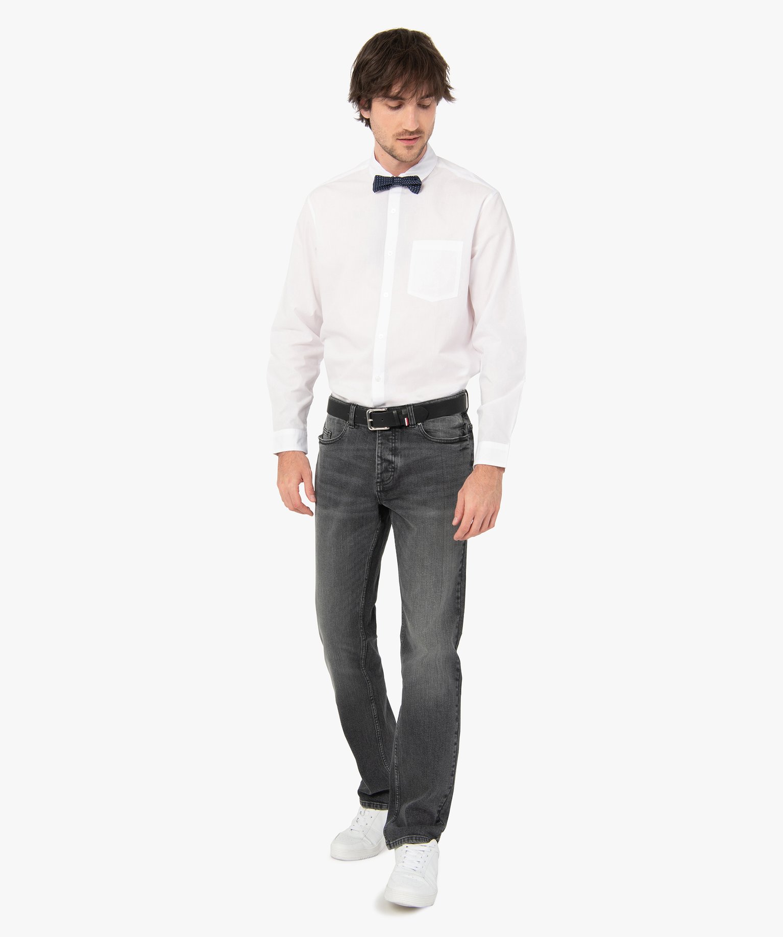 Chemise homme uni à manches longues - Repassage facile blanc | GEMO